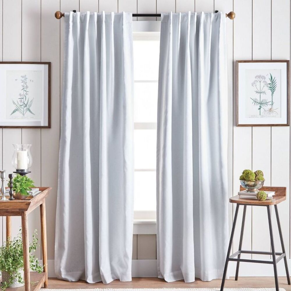 95"X50" 2Pk Lido Linen 95" Blackout Tab Lined Curtain Panel White